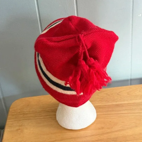 90s Y2K Vtg Polo Sport Ralph Lauren Retro Ski Beanie Tassel Hat USA Shield Patch